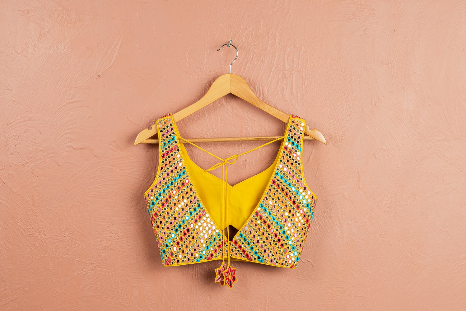Sunshine Yellow Multicolor Thread & Mirrorwork Lehenga Set