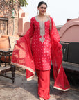 Red Embroidered Suit with Sharara