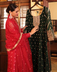 Red Embroidered Suit with Sharara