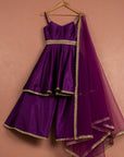 Purple Short Anarkali Sharara Set