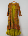 Charteuse Green Sharara with Yellow Multicolor Jacket