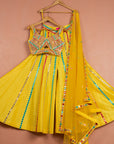 Sunshine Yellow Multicolor Thread & Mirrorwork Sharara Set