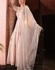 Peach Embroidered Angrakha Gown
