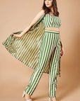 Forest Green Stripes Pant Set