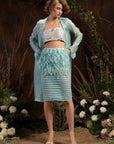 Aqua Glass Fitted Skirt Set - WaliaJones