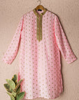 Baby Pink Kurta with Gold Pajama - WaliaJones