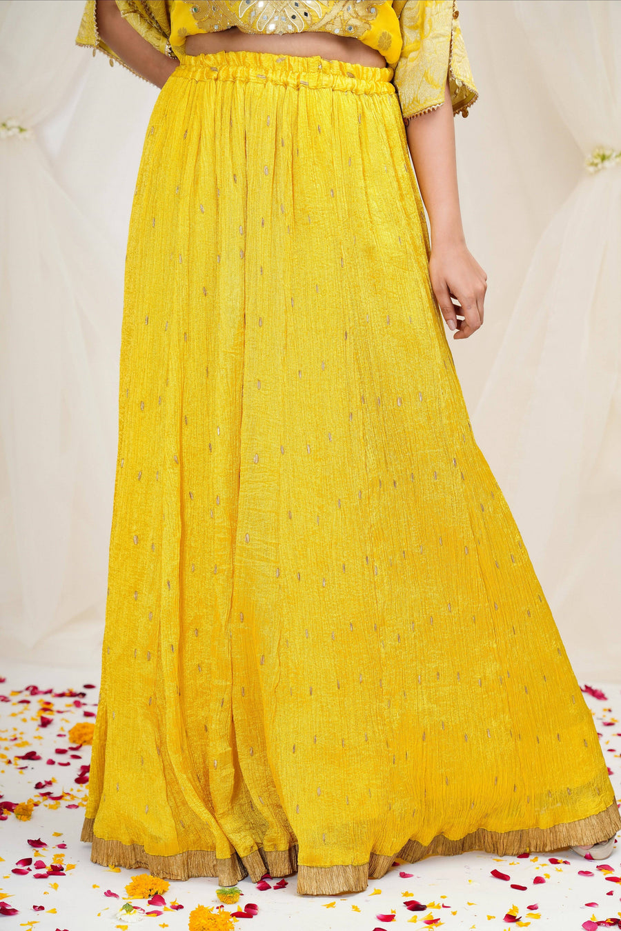Banarasi Georgette Kaftan with Inner And Crushed Silk Skirt - WaliaJones