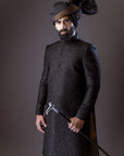 Black Embroidered Sherwani - WaliaJones