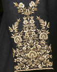 Black Wedding Sherwani with Gold Embroidery & Turban - WaliaJones