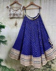 Blue and Ivory Embroidered Lehenga Set - WaliaJones