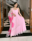 Blush Pink Anarkali with Dupatta - WaliaJones