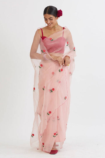 Blush Pink Gul Mehandi Saree - WaliaJones