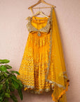Classic Yellow Embroidered Threadwork Lehenga With Abla & Sequin Blouse - WaliaJones