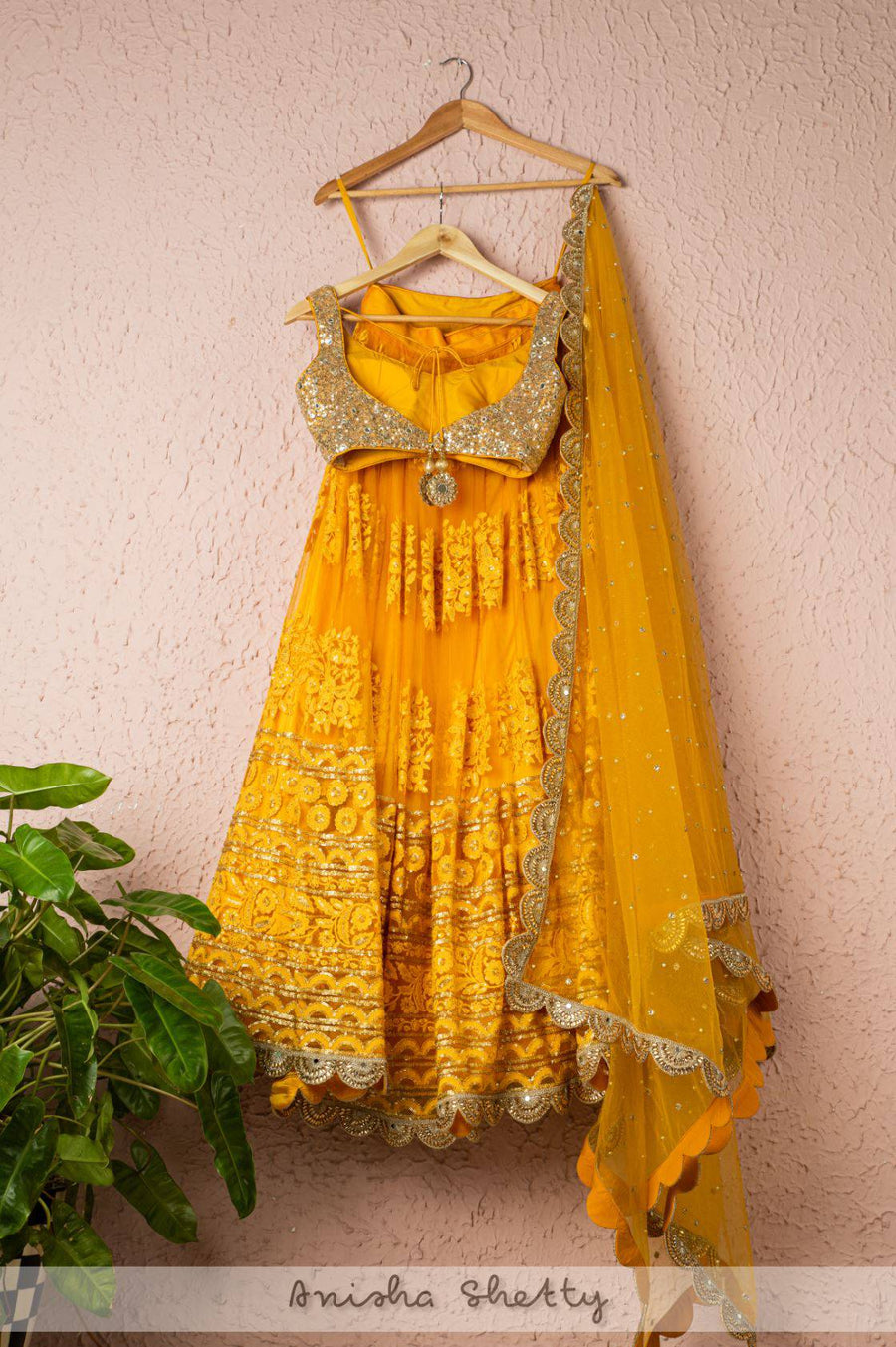 Classic Yellow Embroidered Threadwork Lehenga With Abla & Sequin Blouse - WaliaJones