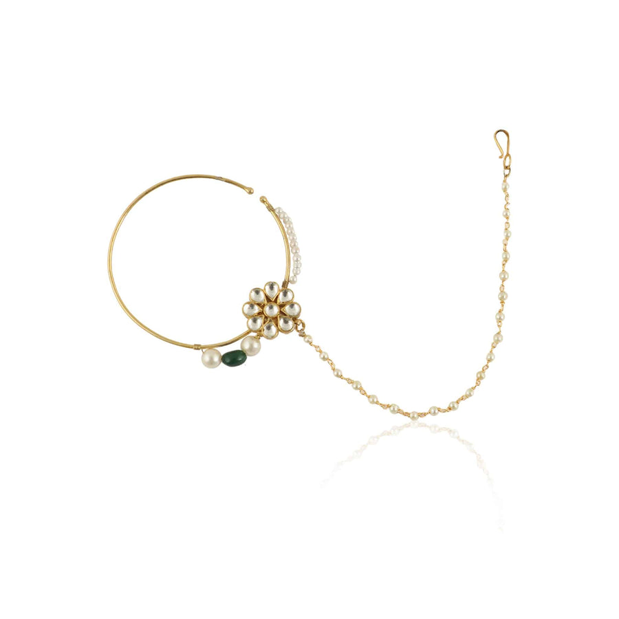 Floral Nose Ring with Pearls - WaliaJones