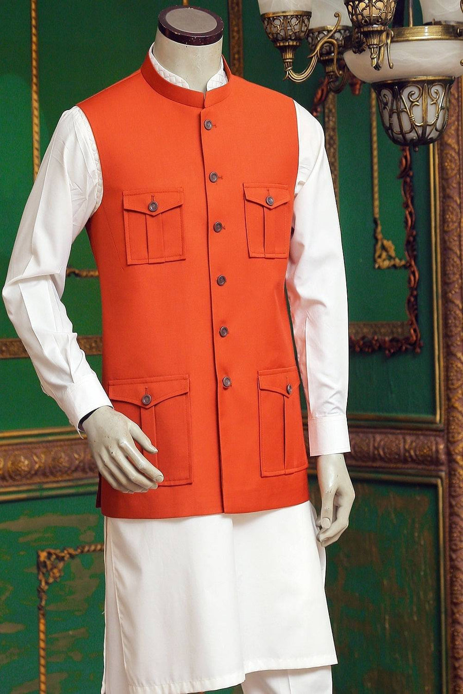 Four-Pocket Waistcoat with Tropical Suiting Fabric - WaliaJones