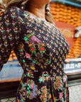 Frida Floral Print Dress with Side Pockets - WaliaJones