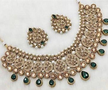 Green Necklace & Earrings Set - WaliaJones
