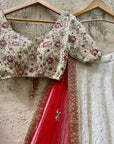 Ivory Red Bridal Thread & Mirror Lehenga Set - WaliaJones