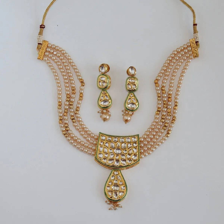 Kundan Necklace Set with Earrings - WaliaJones