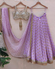 Lavender and mirror bustier lehenga set - WaliaJones