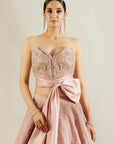 Lilac Corset Bow Blouse with Skirt - WaliaJones