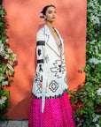Pink Bandhini Lilacs and Aztec Skirt Set - WaliaJones
