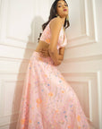 Pink Multi Sequins Blouse with Multi Sequins Skirt and Scallop Dupatta - WaliaJones
