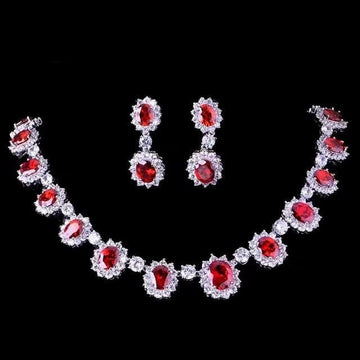 Red Zircon Necklace & Earrings - WaliaJones