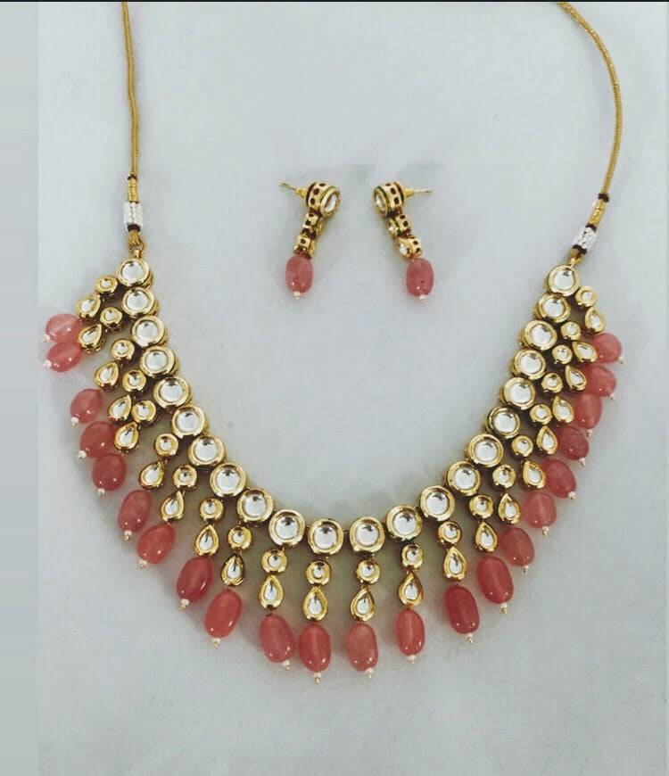 Sangam Blush Pink Earrings & Necklace Set - WaliaJones