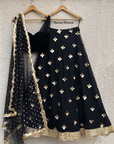 Velvet Blouse & Black Gold Skirt Set with Dupatta - WaliaJones