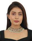 White Stone Necklace with Jhumki - WaliaJones