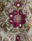 Ivory Thread and Mirror work Lehenga Set with Fuchsia Accent